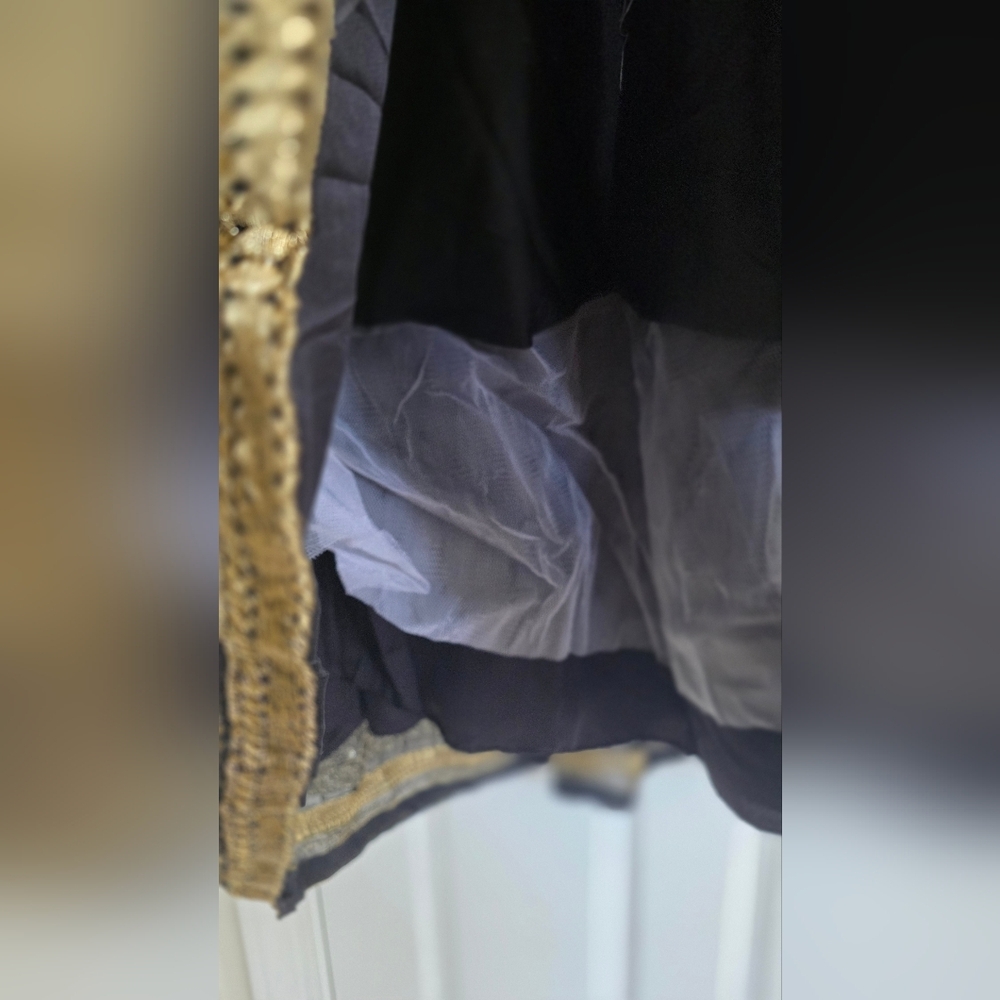 Black Golden Sharmily Lehenga Choli Set with Sequin Blouse - Picture 9 of 14